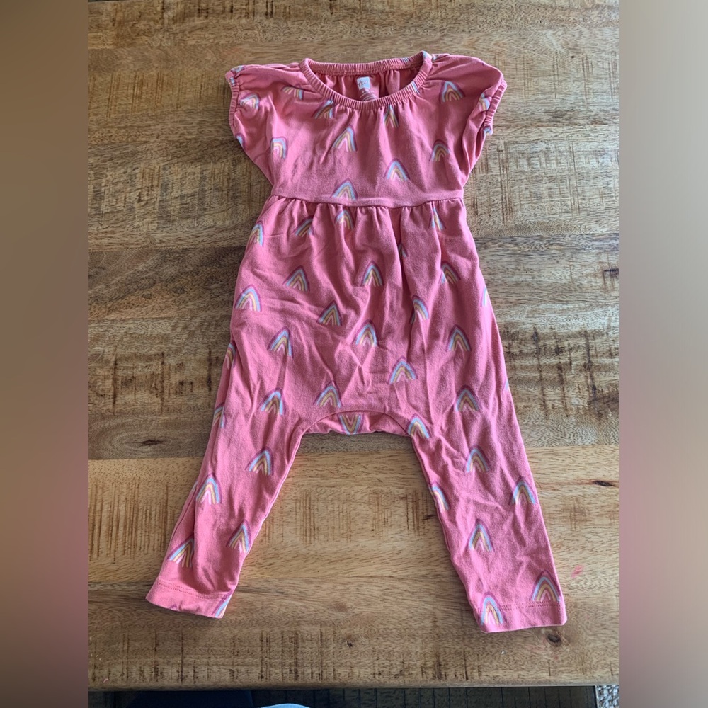 Tea baby Pink Rainbow Patterned Romper
